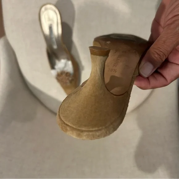 Manolo Blahnik Tan Embellished Heels - Picture 7 of 11